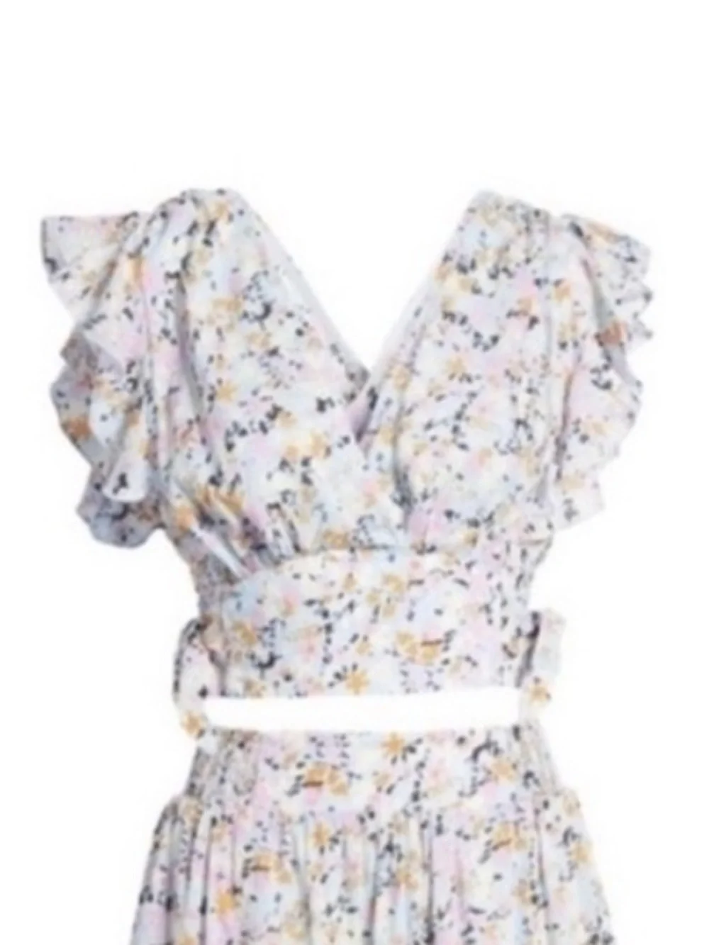 🌸 Free People For Anthropologie Floral Tie-Shoulder v neck Top Large 10 12